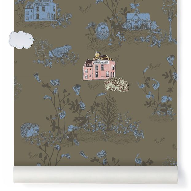 Woodland magnetic wallpaper and magnets - khaki green-product