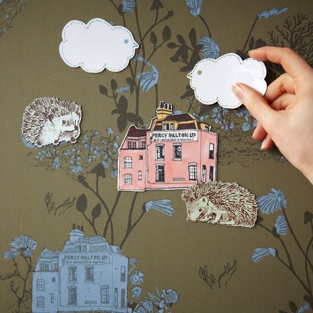 Woodland magnetic wallpaper and magnets - khaki green-product