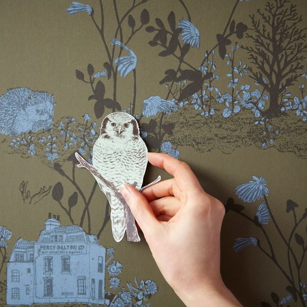 Woodland magnetic wallpaper and magnets - khaki green-product