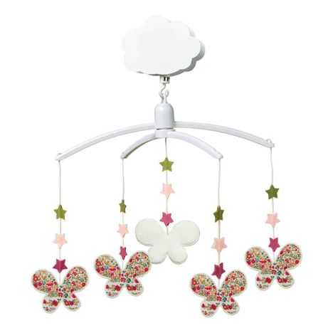 Mobile musical Etoiles Papillons Fleurs rouges-product