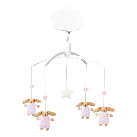 Mobile musical lapin nid d'ange rose-product