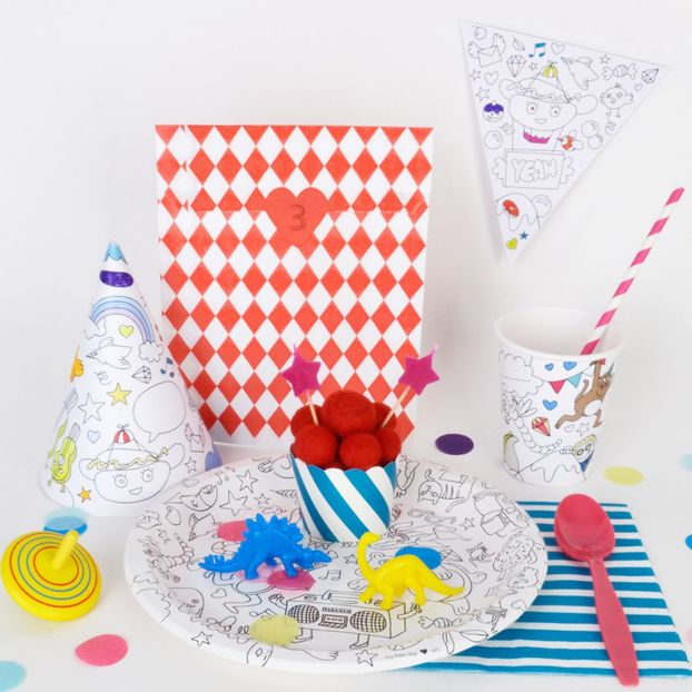 Assiettes en carton à colorier Omy - Lot de 8-product