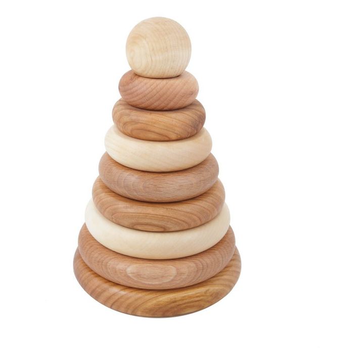 Jeu des formes empilables en bois naturel- Image produit n°0