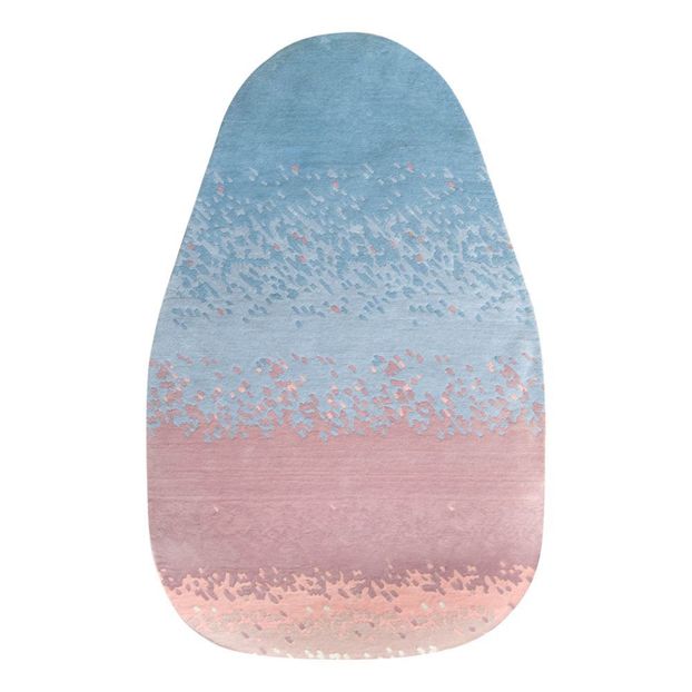 Tapis Aube en laine dégradé rose et bleu-product
