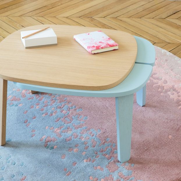 Tapis Aube en laine dégradé rose et bleu-product