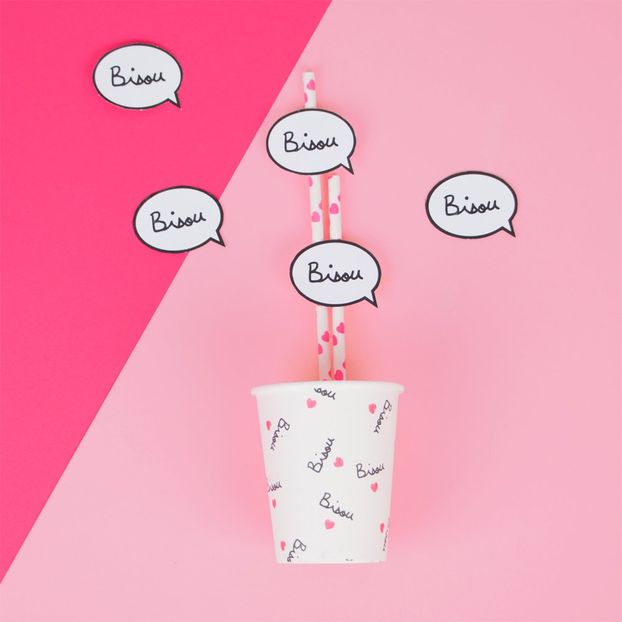 Becher Bisou- 8 Stück-bunt -product