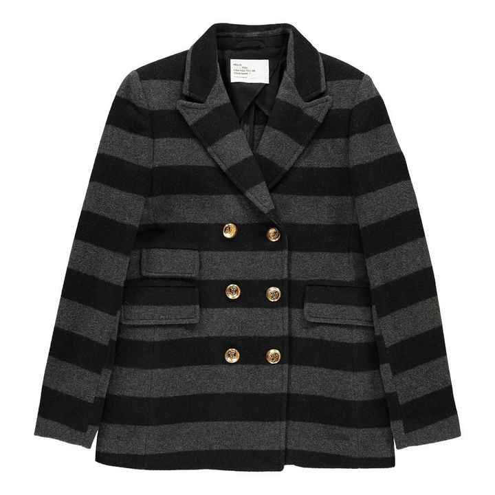 Caban Laine Rayé Vahina Gris Gris- Image produit n°0