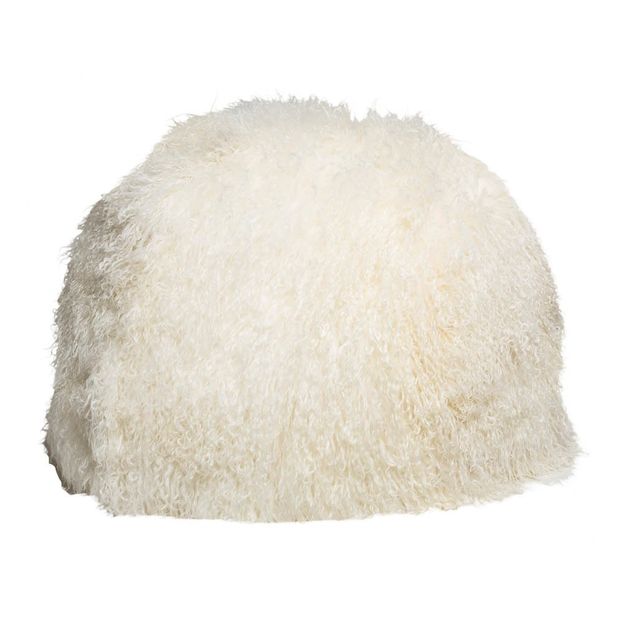 Pouf bulle Blanc en peau de chèvre du Tibet-product