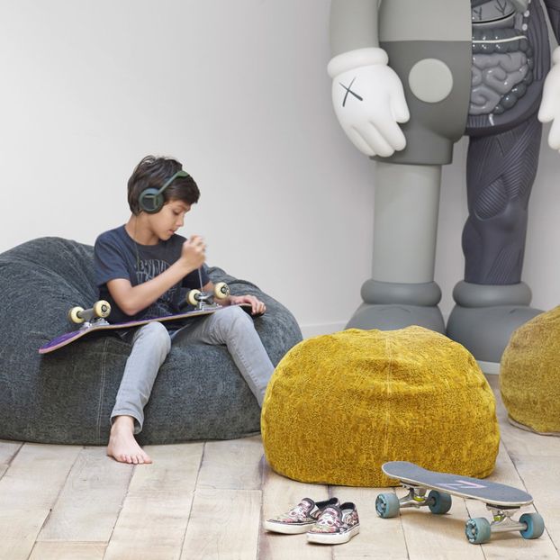 Pouf Burbuja Jacquard stone washed kilim -product