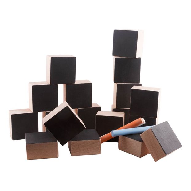 Slate and Wood Cubes and 3 Chalks - Set of 18-product