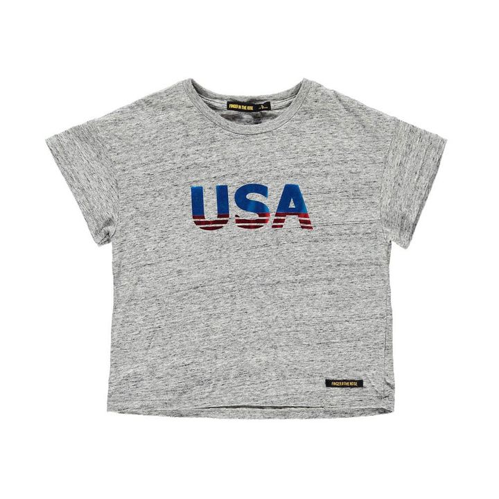 T-shirt Cropped "USA" Drop | Gris chiné- Image produit n°0