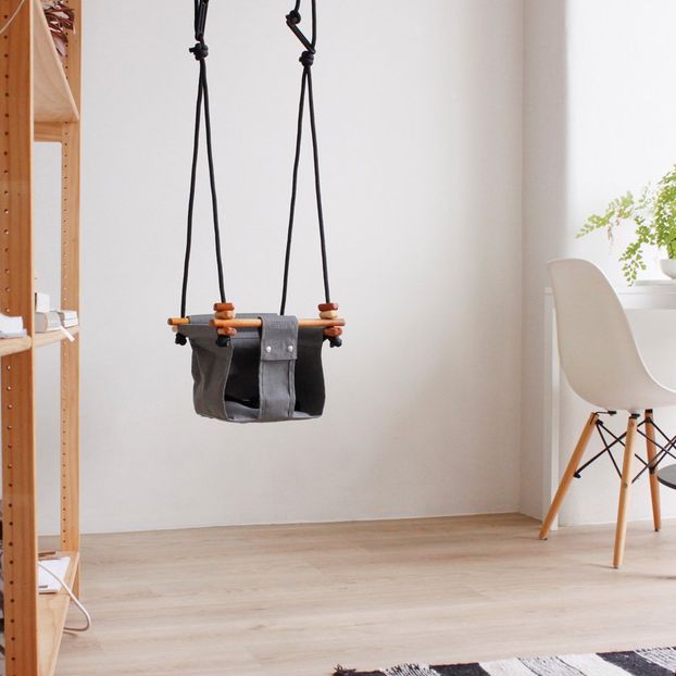 Wood and Fabric Baby Swing-product