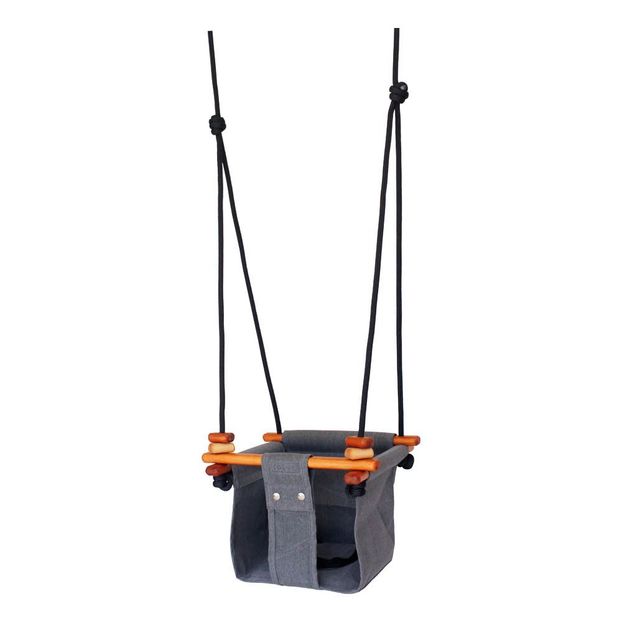 Wood and Fabric Baby Swing-product