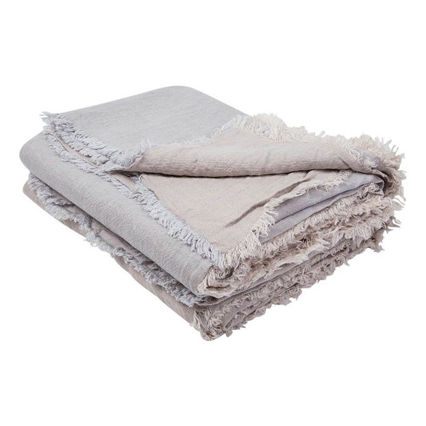 Pearl Ashed Linen Vice Versa Fringe Plaid-product