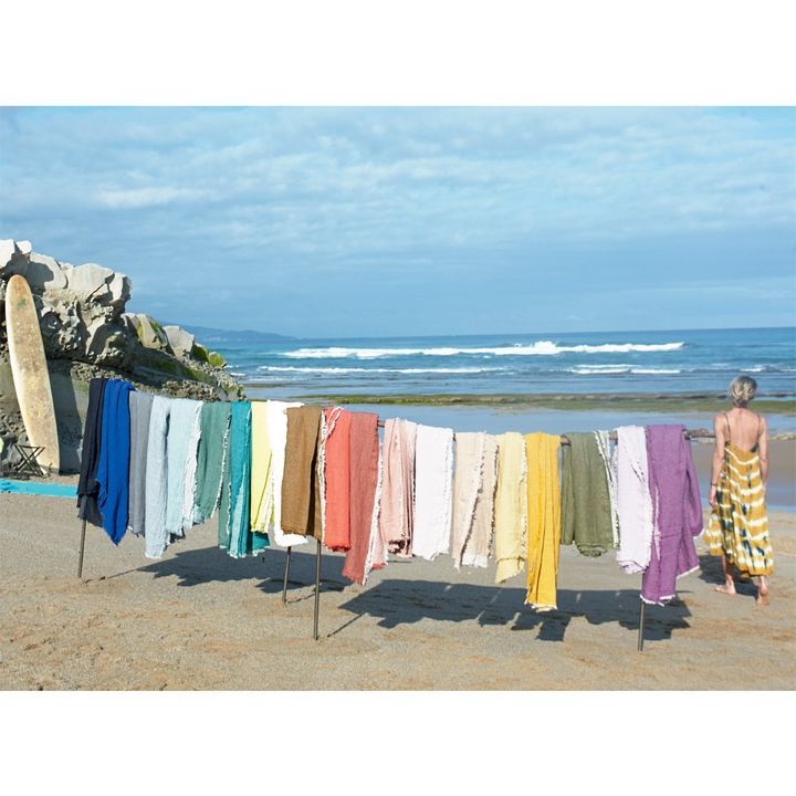 Pearl Ashed Linen Vice Versa Fringe Plaid | Perle/Givré- Product image n°1