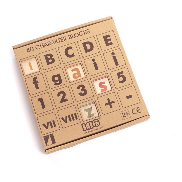 Jeu de cubes lettres et chiffres en bois - 40 pièces-product