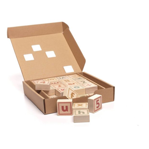 Jeu de cubes lettres et chiffres en bois - 40 pièces-product