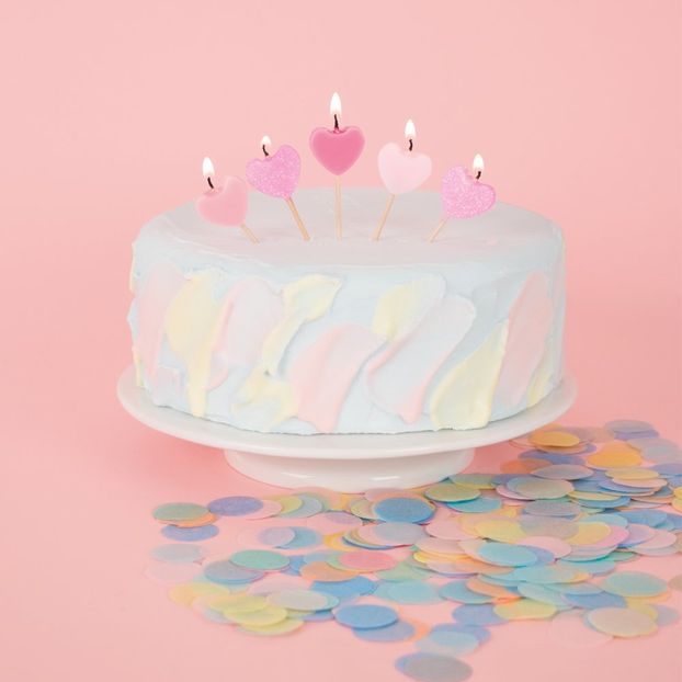 Bougies d'anniversaire Cœurs - Lot de 8-product
