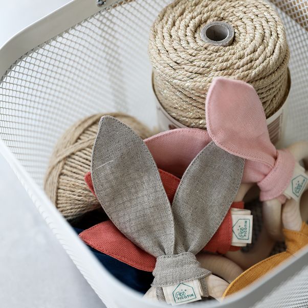 Washed Linen Teething Ring Rattle-product