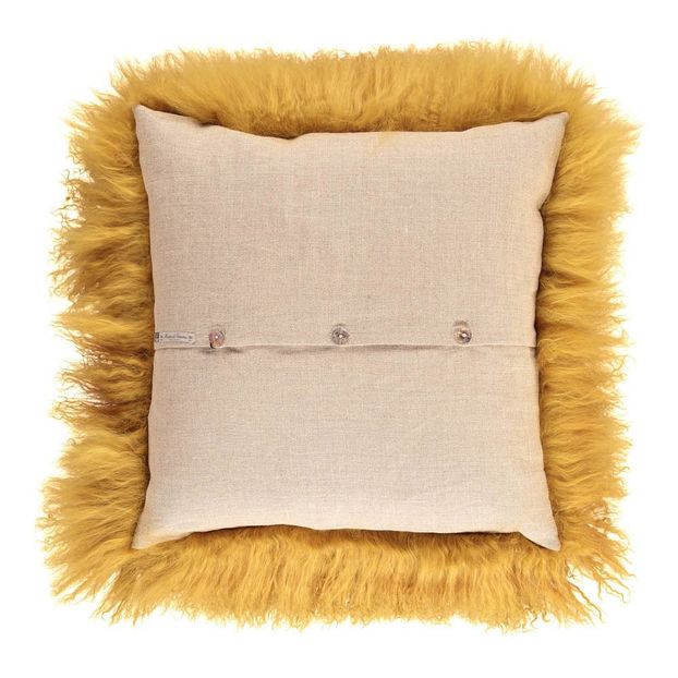 Coussin basic en peau de chèvre du Tibet Ocre-product