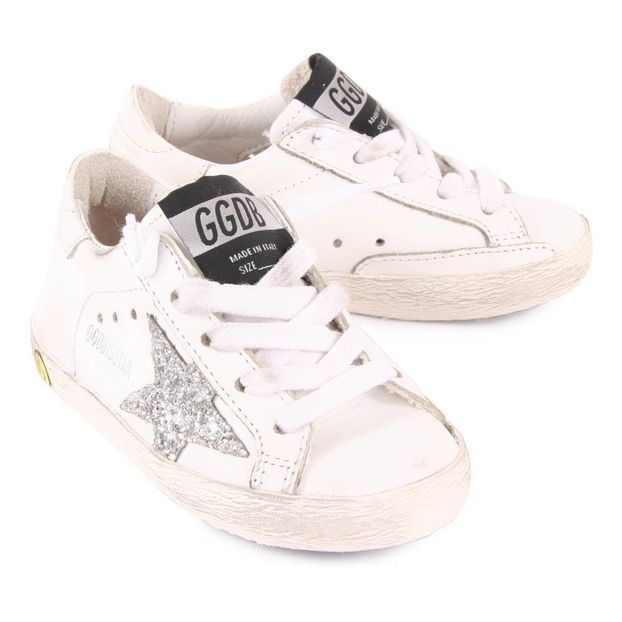 Superstar Glitter Star Lace-Up Leather Trainers-product