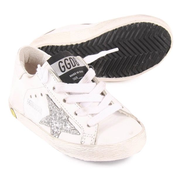 Superstar Glitter Star Lace-Up Leather Trainers-product