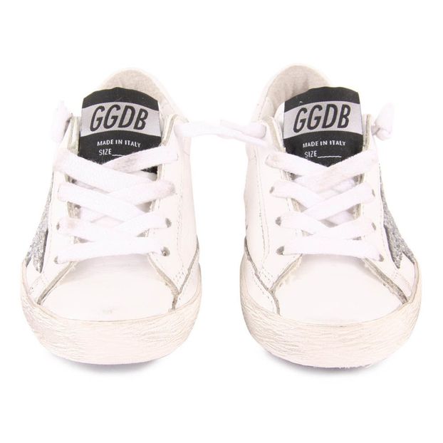 Superstar Glitter Star Lace-Up Leather Trainers-product