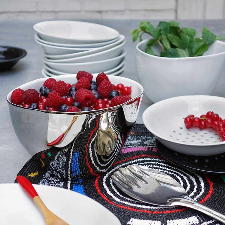 Saladier Grand bol Affamé porcelaine platine- Image produit n°1
