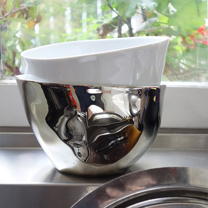 Saladier Grand bol Affamé porcelaine platine- Image produit n°4