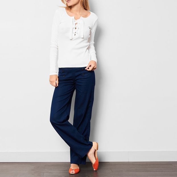 Carmen Ribbed Lace Up T-Shirt-product