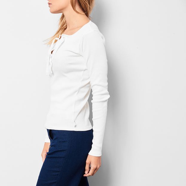Carmen Ribbed Lace Up T-Shirt-product