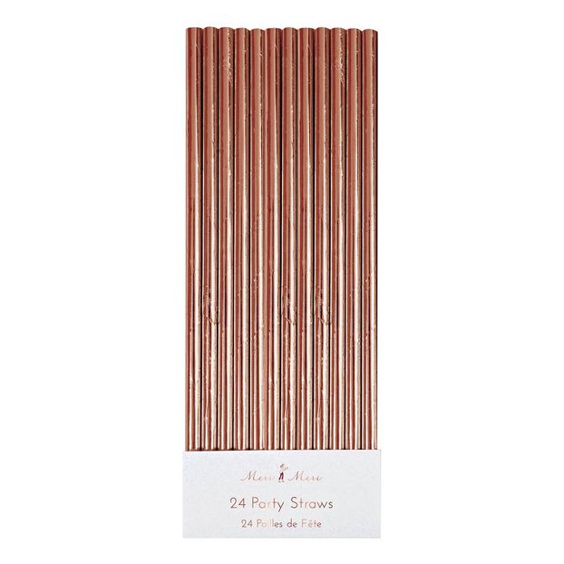 Pailles en papier rose cuivre - Set de 24-product