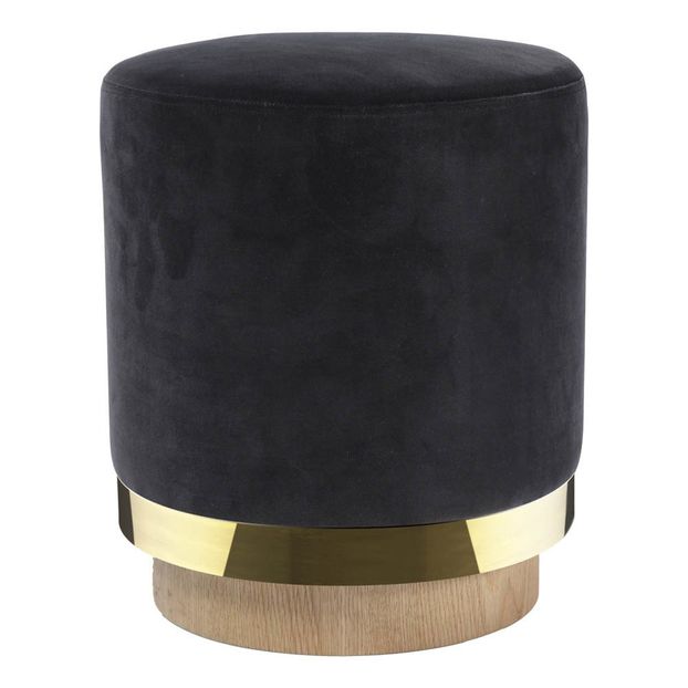 Pouf Stool chêne et laiton, velours-product