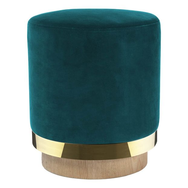 Pouf Stool chêne et laiton, velours-product