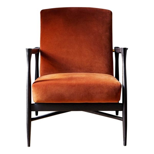 Fauteuil Floating, structure chêne teinté noir, tissu velours-product