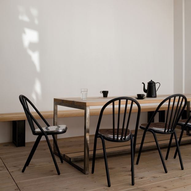 Gras Surpil Chair With Black Frame & Wooden Seat-product