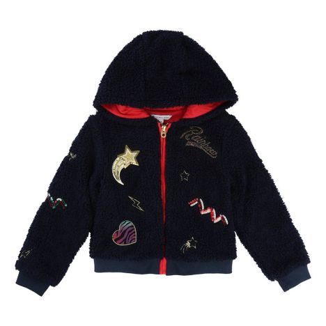 Patch & Embroidered Faux Fur Sweatshirt-product