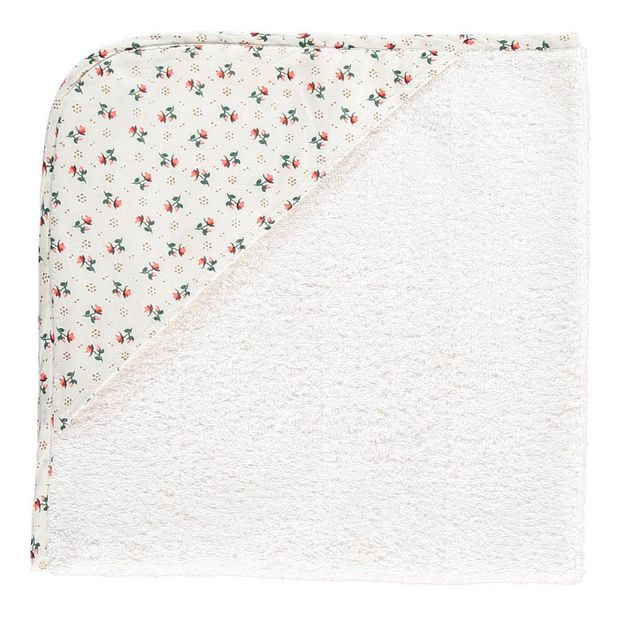 Toalla de baño bebé de algodón - 69,5x72 cm - Flores doradas-product