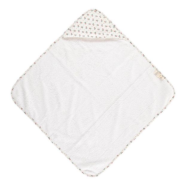 Toalla de baño bebé de algodón - 69,5x72 cm - Flores doradas-product