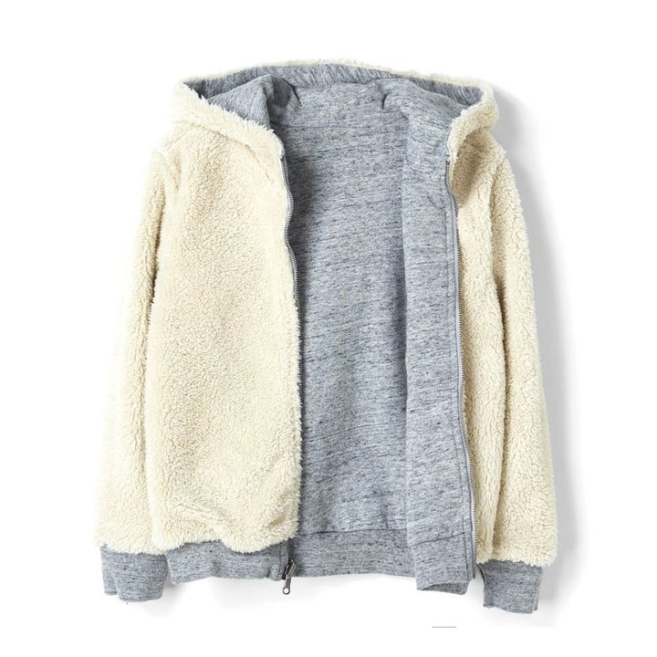 Sweat Zippé Capuche Fourré Réversible Hooper | Gris- Image produit n°5