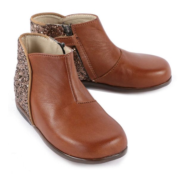 Clotilde Zip-Up Leather + Glitter Boots-product