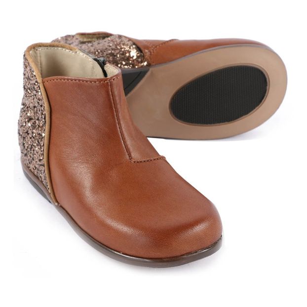 Clotilde Zip-Up Leather + Glitter Boots-product