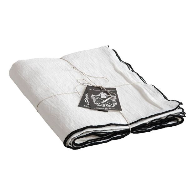 Nappe rectangulaire Bourdon Noir toile mimi Blanc-product
