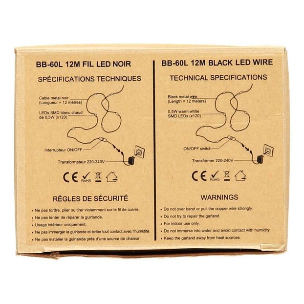 120 LED Black Wire Fairy Lights - 12 metres-product