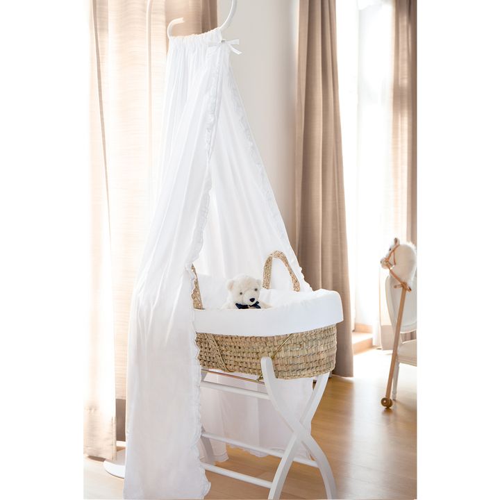 Cesta bebè intrecciata foglie di palma 85x50 cm | Bianco- Immagine del prodotto n°1