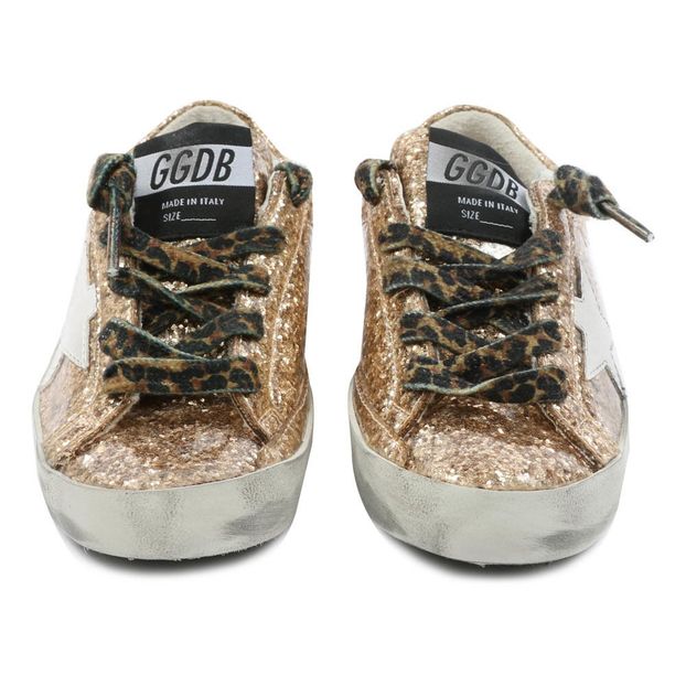 Leopard Lace-Up Glitter Trainers-product