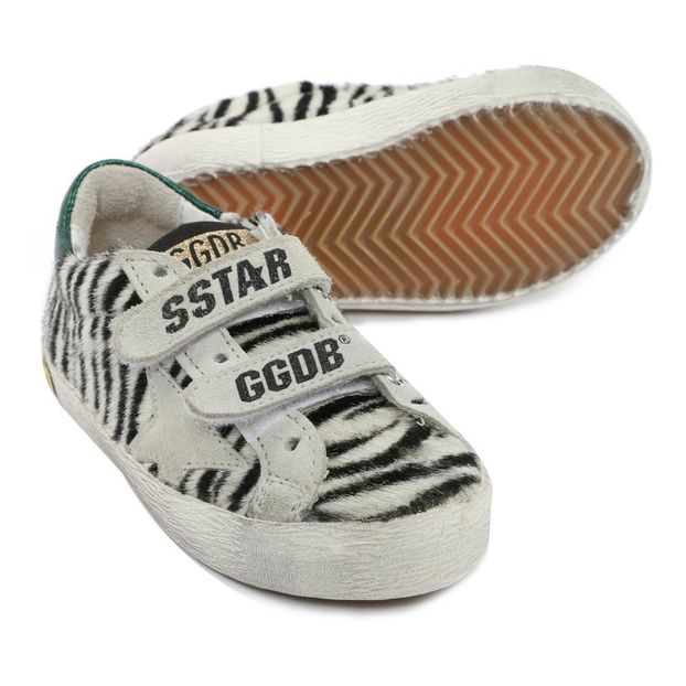 Old School Leather Zebra Trainers-product