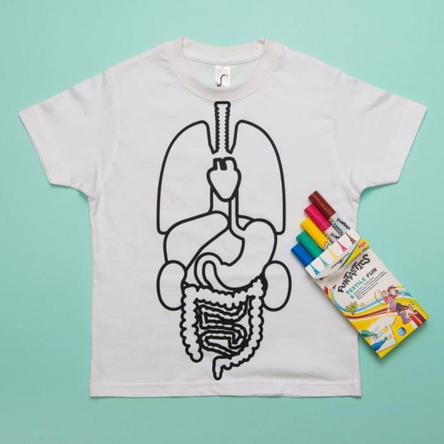 Camiseta, rotuladores, libreta Aprender los mecanismos del cuerpo-product