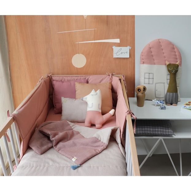 Tour de lit à petits carreaux en coton 190x35 cm-product