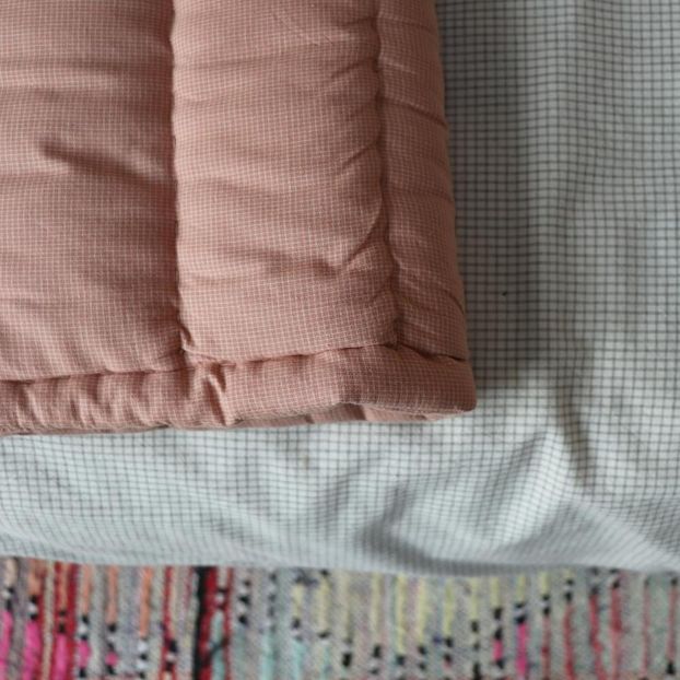 Small Checked Hand Embroidered Quilt-product